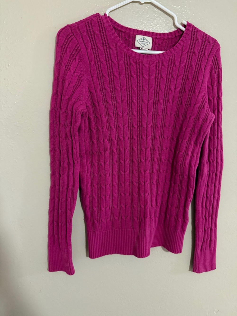 St. John's Bay Fuchsia Cable Knit Crewneck Sweater